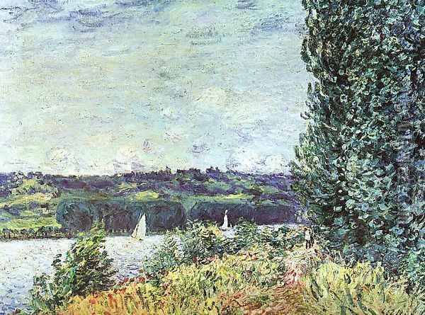 Banks of the Seine, Wind Blowing Oil Painting - Alfred Sisley