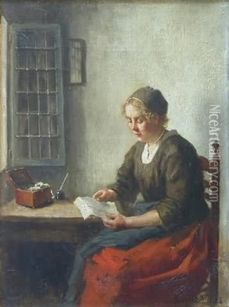 A Young Lady Reading At A Table Oil Painting - Bernard de Hoog