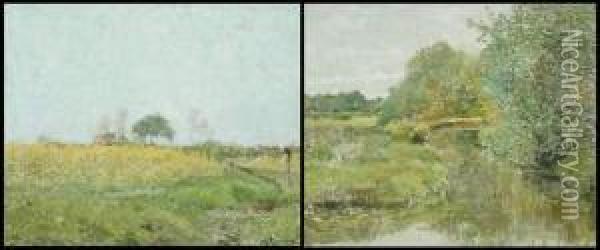 Zomerlandschap- Landschap Met Beek Oil Painting - Adriaan Jozef Heymans