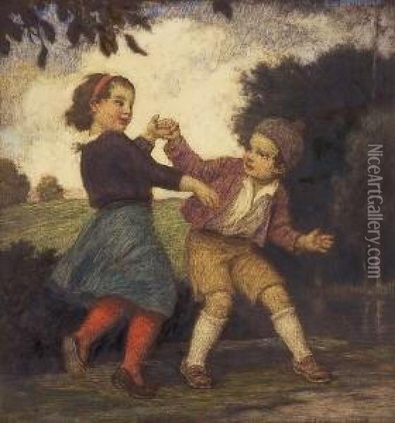 Tanzendes Kinderpaar Oil Painting - Ludwig Von Zumbusch