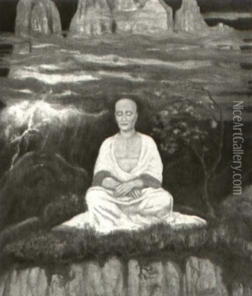 Meditation Oil Painting - Henry Caro-Delvaille