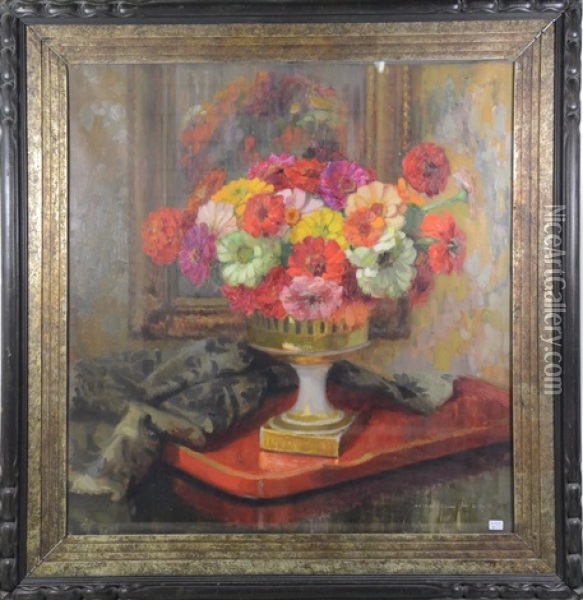 Vasque De Fleurs Oil Painting - Marcel Hess