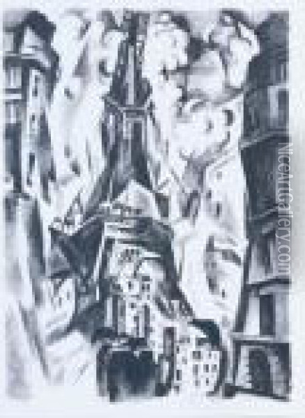La Tour (loyer / Perussaux 3) Oil Painting - Robert Delaunay