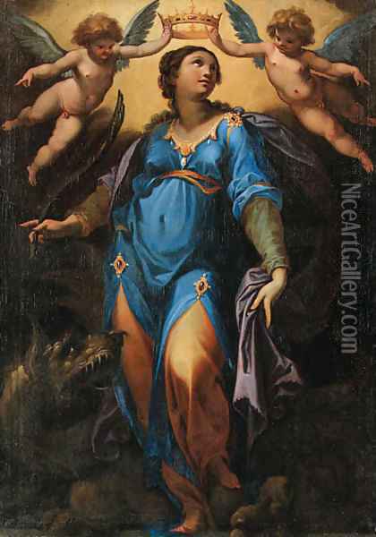 The Coronation of Saint Margaret of Antioch Oil Painting - Cristoforo Pomarancio (Roncalli)