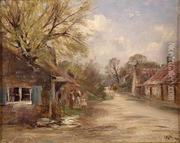 Huntsmen Entering A Village Oil Painting - William Darling McKay