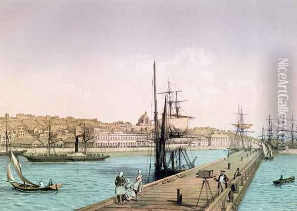 View of the Port of Boulogne, from a series entitled 'La France de Nos Jours', 1856 Oil Painting - Leon Auguste Asselineau