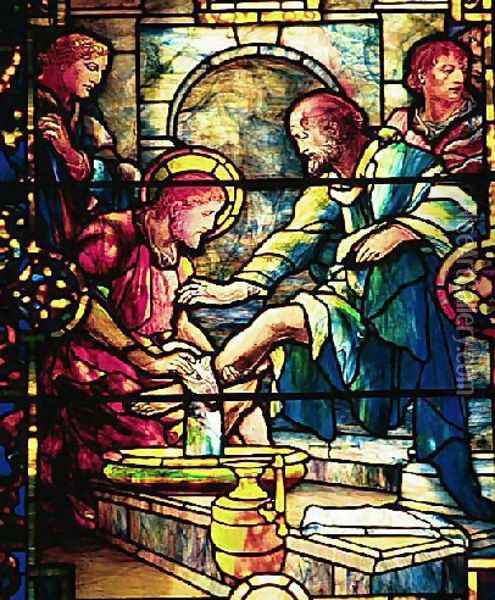Jesus Washing the Feet of the Disciples Oil Painting - Louis Comfort Tiffany