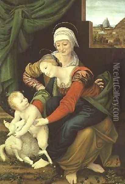 Madonna and Child with St Anne Oil Painting - Bernardino Luini