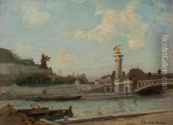 A View Of The Seine Oil Painting - James Campbell Noble