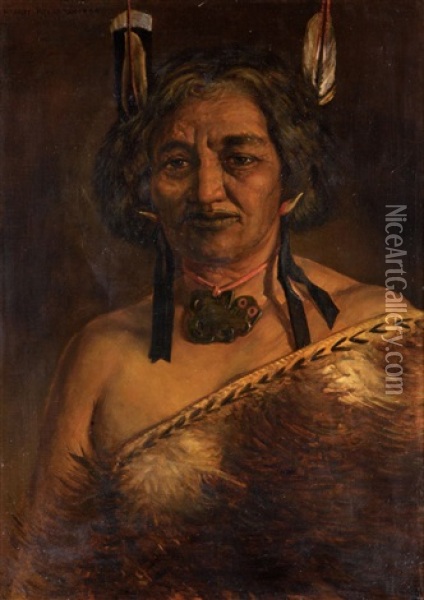 Ninewha I Te Rangi Oil Painting - Harry Linley Richardson