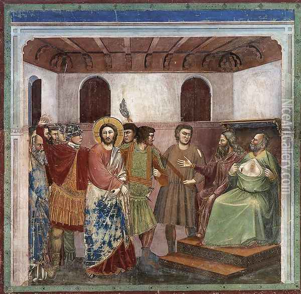 No. 32 Scenes from the Life of Christ- 16. Christ before Caiaphas 1304-06 Oil Painting - Giotto Di Bondone