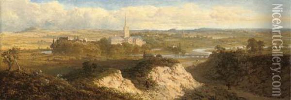 Sarum, Near Salisbury Oil Painting - Edmund John Niemann, Snr.
