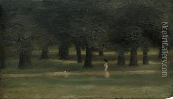 A Mother And Child In Kensington Gardens Oil Painting - Paul Fordyce Maitland