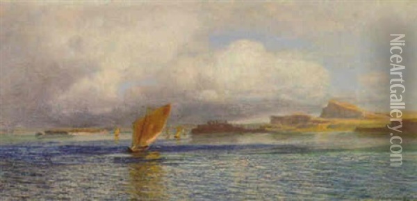 Segelboote Vor Der Kuste Oil Painting - Anton Hlavacek