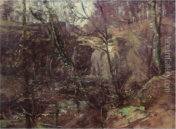A View Of A Waterfall In A Glen Oil Painting - George Houston