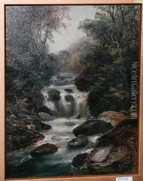 Waterfall. Oil Painting - R. Wilson
