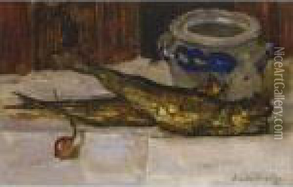 'bokkingen En Keulse Pot' Oil Painting - Floris Verster