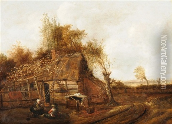 Landschaft Mit Bauern Vor Der Hutte Oil Painting - Emanuel Murant