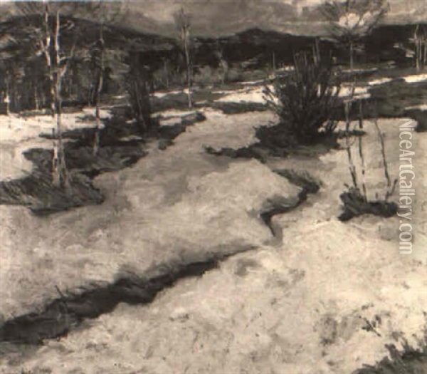 Melting Snow Oil Painting - Jonas Lie