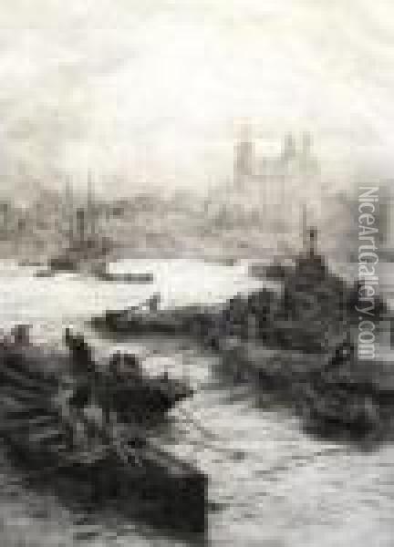 The Tower Of London From The Thames Oil Painting - William Lionel Wyllie