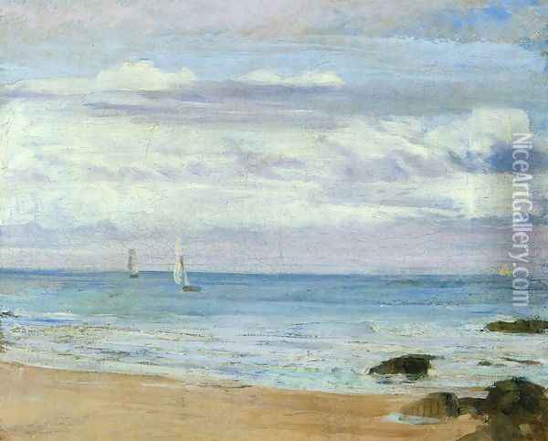 Blue and Silver: Trouville Oil Painting - James Abbott McNeill Whistler