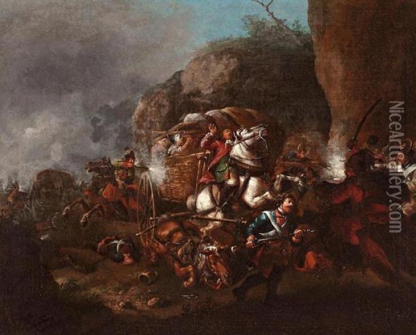 Escena De Batalla Oil Painting - Johann David Schubert