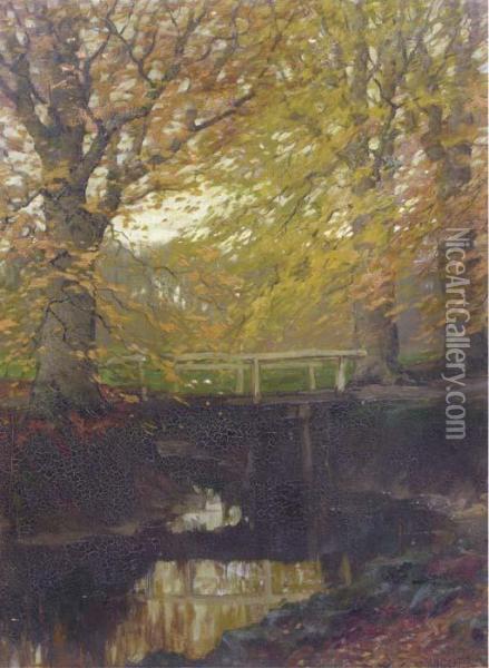 Herfstgoud: Beech Trees In Autumn Oil Painting - Arnold Marc Gorter