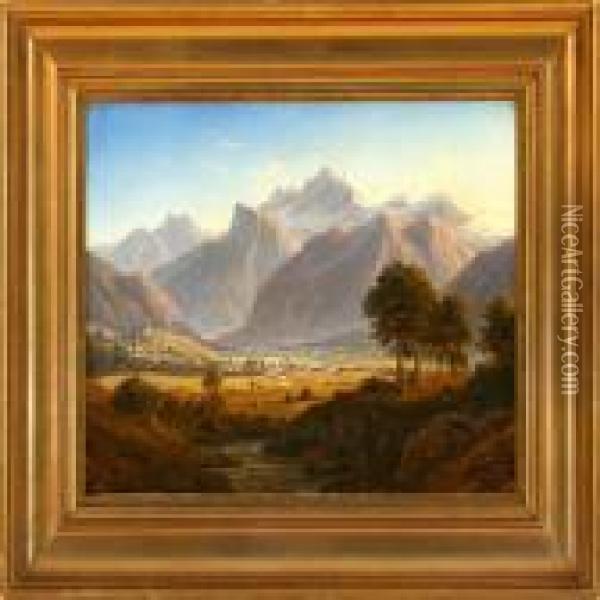 View From Innthal In Tyrol Oil Painting - F. C. Kiaerschou