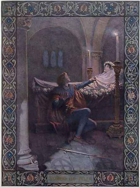 Romeo and Juliet, c.1900 Oil Painting - Christian August Printz