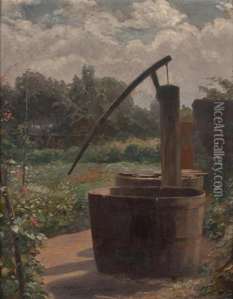 Wasserbrunnen Mit Aussicht Auf Alten Botanischen Garten Berlin Oil Painting - Hoffmann Hermann