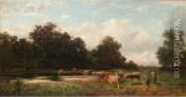 Cattle Watering Oil Painting - Gustav Ranzoni