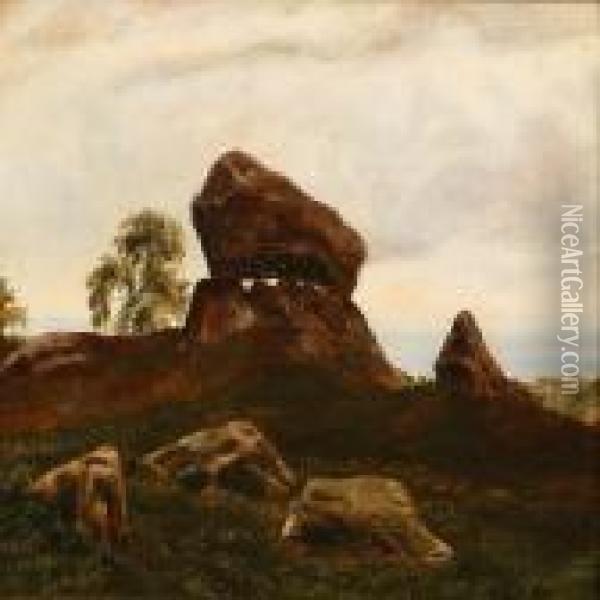 Landscape With Adolmen Oil Painting - Otto Haslund