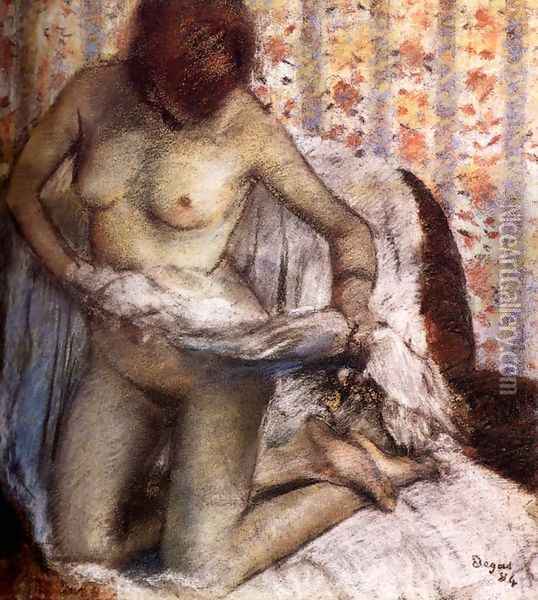 After the Bath, 1884 Oil Painting - Edgar Degas