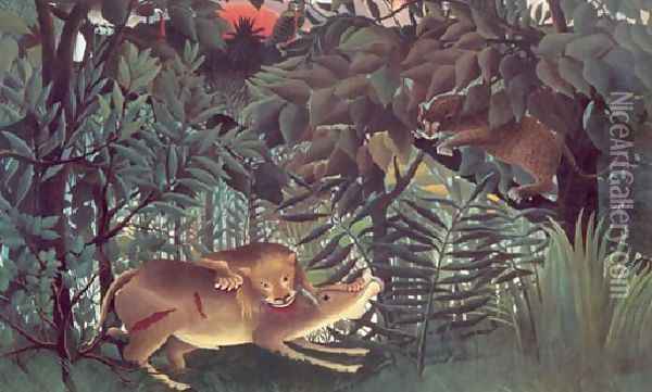 The Hungry Lion Throws Itself On The Antelope 1905 Oil Painting - Henri Julien Rousseau