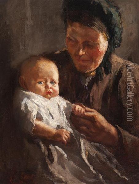 Mother And Child Oil Painting - Salomon Garf
