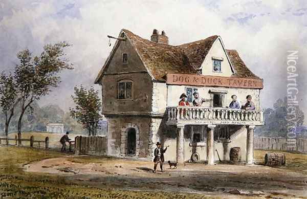 A View of the Old Dog and Duck, St. Georges Fields Oil Painting - Thomas Hosmer Shepherd