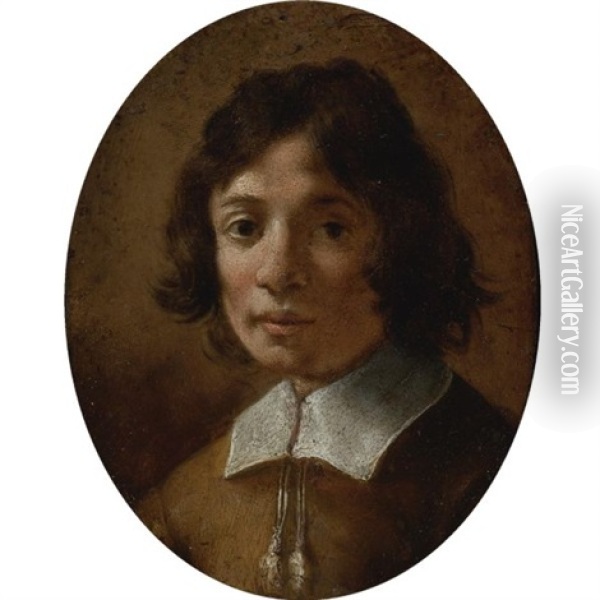 Portrait Of A Boy In Brown Oil Painting - Giovanni Mannozzi
