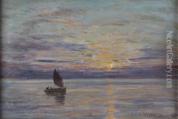 Fishing Boat At Sunset Oil Painting - Joseph Henderson