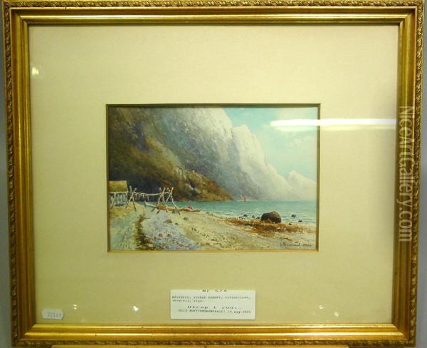Fjordlandskap. Ca Oil Painting - George Robert Bruenech