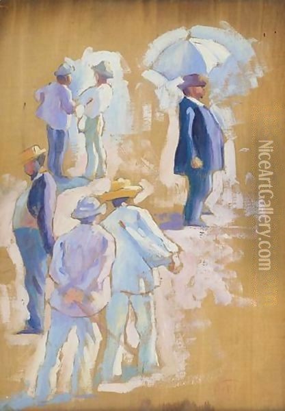 Gens De La Cote Provencale Oil Painting - Henri Edmond Cross