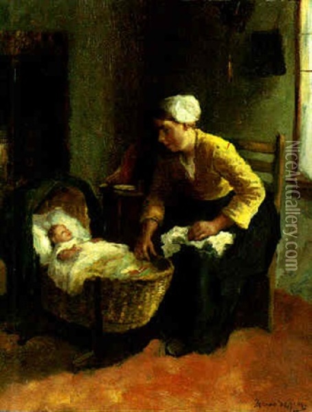 The First Born Oil Painting - Bernard de Hoog