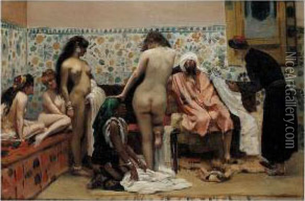 In The Harem Oil Painting - Paul Louis Bouchard