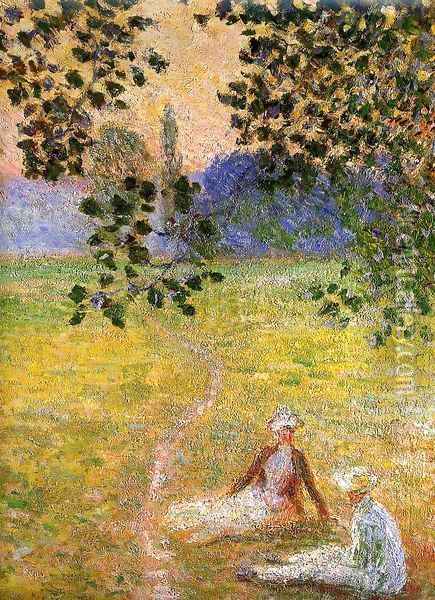 Evening in the Meadow at Giverny (detail) 1888 Oil Painting - Claude Oscar Monet