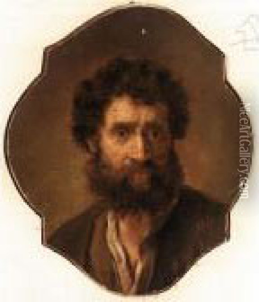 A Study Of A Head Of A Bearded Man Oil Painting - Rembrandt Van Rijn