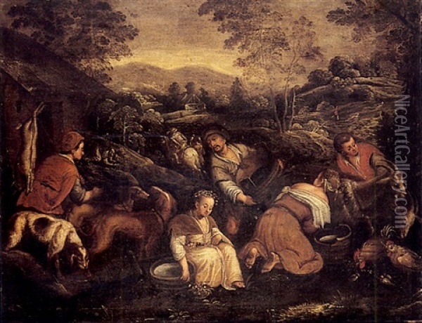 Bergers Et Chasseurs Dans La Campagne Italienne Oil Painting - Francesco Bassano the Younger