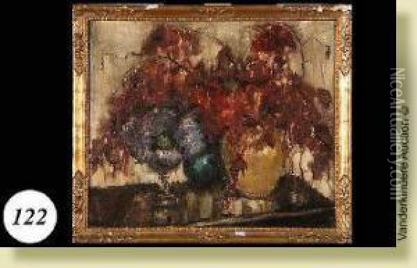 Vase De Fleurs Oil Painting - Auguste Oleffe