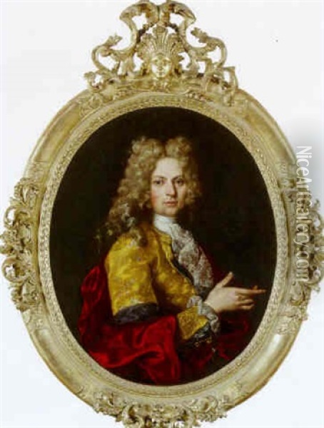 Portrait De Gentilhomme A La Veste Brodee Oil Painting - Vittore Giuseppe Ghislandi (Fra' Galgario)