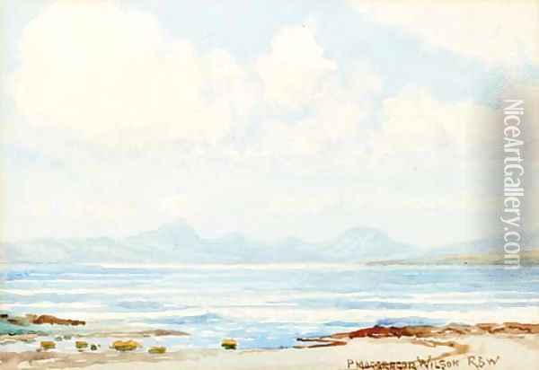 The mountains of Mull from Crinan Oil Painting - Peter MacGregor Wilson