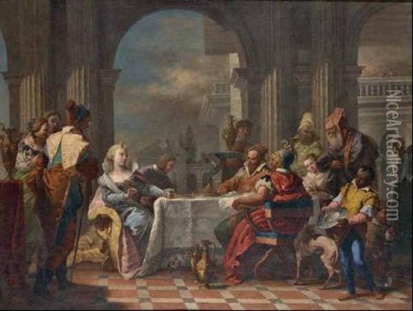 Il Banchetto Di Antonio E Cleopatra Oil Painting - Francesco Lorenzi