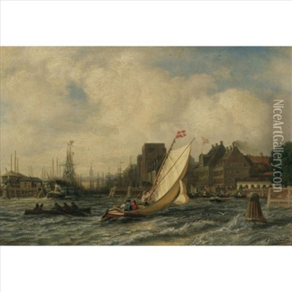 Copenhagen Harbour Oil Painting - Aleksei Petrovich Bogolyubov